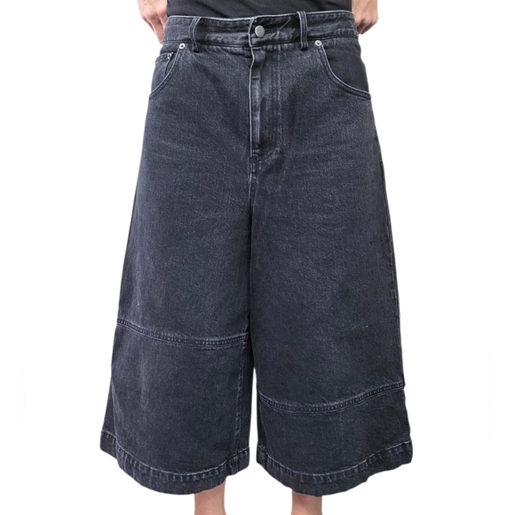 Tibi Black Denim Culottes Wide Leg Cropped Jeans High Rise Size 28 - Picture 5 of 10